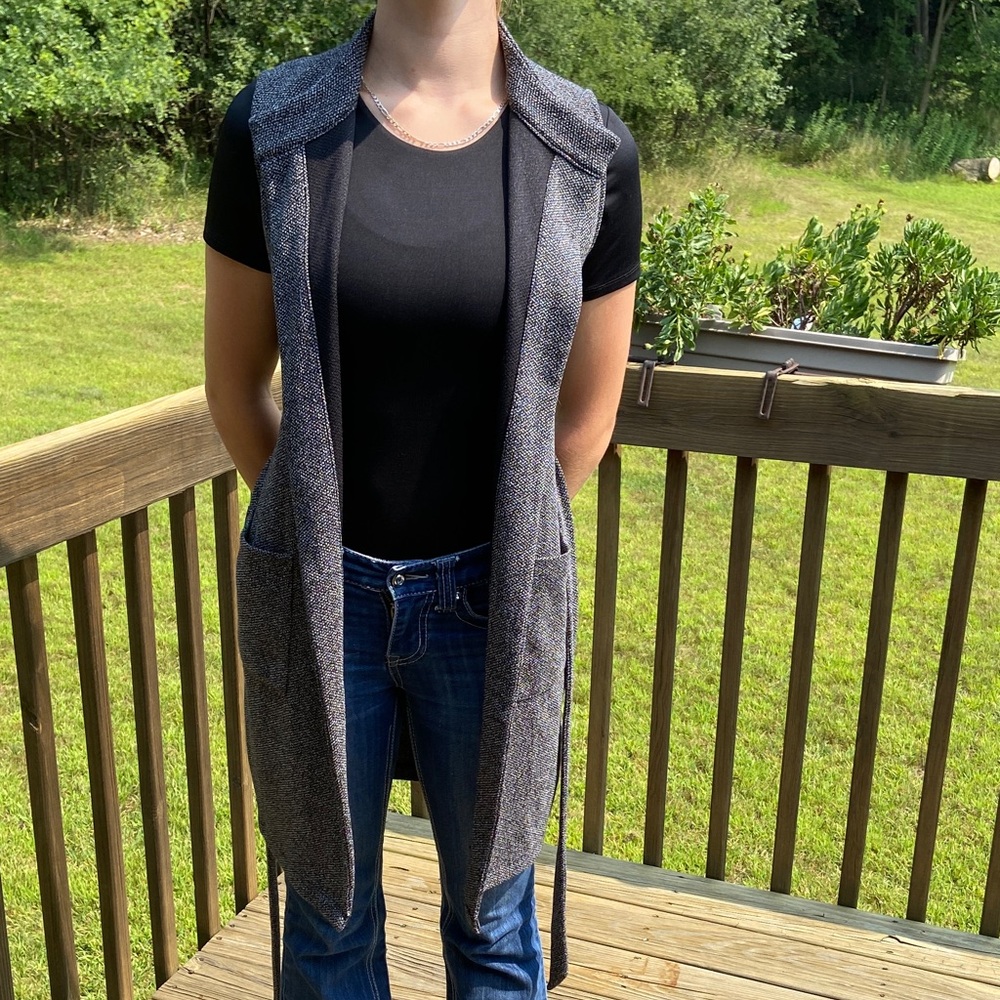 Banana Republic Charcoal Open-Front Cardigan Vest